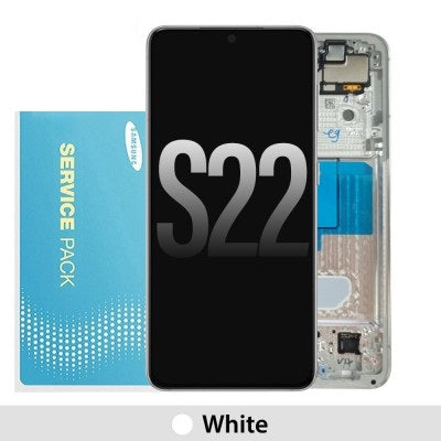 Samsung Galaxy S22 5G S901B OLED Screen Replacement Digitizer with Frame GH82-27520B/27521B (Gold)-White Samsung Galaxy S22 5G S901B OLED Screen Replacement Digitizer with Frame GH82-27520B/27521B (Gold)-White